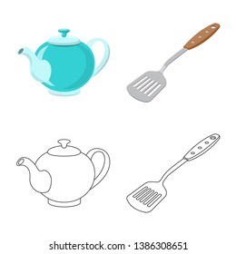 Vector design of kitchen and cook icon. Collection of kitchen and appliance stock vector illustration.