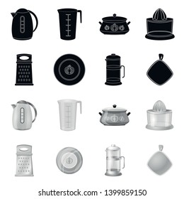 Vector design of kitchen and cook icon. Set of kitchen and appliance stock symbol for web.