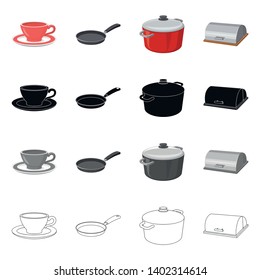 Vector design of kitchen and cook icon. Set of kitchen and appliance stock symbol for web.