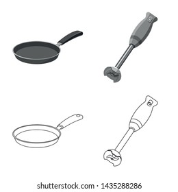Vector design of kitchen and cook icon. Set of kitchen and appliance vector icon for stock.