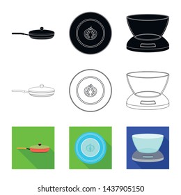 Vector design of kitchen and cook icon. Collection of kitchen and appliance stock symbol for web.
