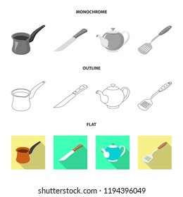 Vector design of kitchen and cook logo. Set of kitchen and appliance stock vector illustration.