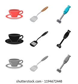 Vector design of kitchen and cook logo. Set of kitchen and appliance stock symbol for web.