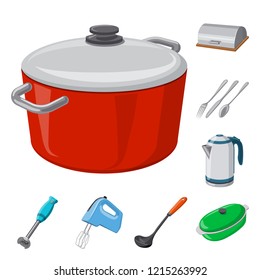 Vector design of kitchen and cook logo. Set of kitchen and appliance vector icon for stock.