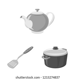 Vector design of kitchen and cook logo. Set of kitchen and appliance stock vector illustration.