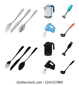Vector design of kitchen and cook logo. Collection of kitchen and appliance vector icon for stock.