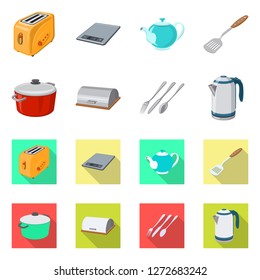 Vector design of kitchen and cook logo. Collection of kitchen and appliance stock symbol for web.