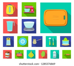 Vector design of kitchen and cook logo. Set of kitchen and appliance vector icon for stock.