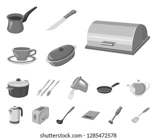 Vector design of kitchen and cook logo. Set of kitchen and appliance stock vector illustration.