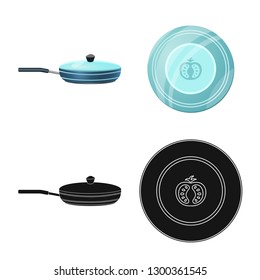 Vector design of kitchen and cook logo. Collection of kitchen and appliance stock symbol for web.