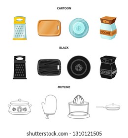 Vector design of kitchen and cook logo. Set of kitchen and appliance stock vector illustration.