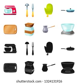 Vector design of kitchen and cook logo. Collection of kitchen and appliance vector icon for stock.