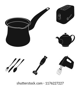 Vector design of kitchen and cook sign. Set of kitchen and appliance vector icon for stock.