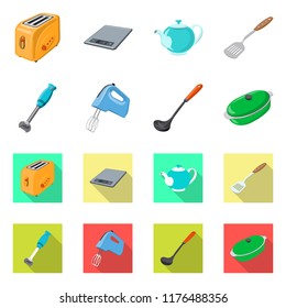Vector design of kitchen and cook sign. Set of kitchen and appliance vector icon for stock.