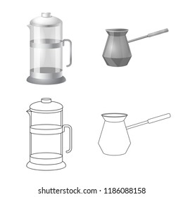 Vector design of kitchen and cook sign. Set of kitchen and appliance stock symbol for web.