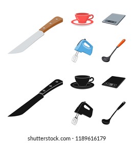 Vector design of kitchen and cook sign. Collection of kitchen and appliance stock symbol for web.