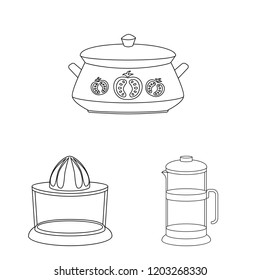 Vector design of kitchen and cook sign. Collection of kitchen and appliance stock vector illustration.