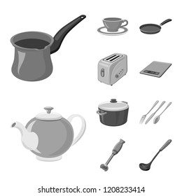 Vector design of kitchen and cook sign. Set of kitchen and appliance stock vector illustration.