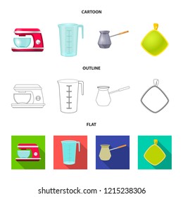 Vector design of kitchen and cook sign. Collection of kitchen and appliance stock symbol for web.