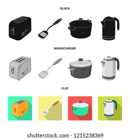 Vector design of kitchen and cook sign. Set of kitchen and appliance stock symbol for web.