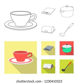 Vector design of kitchen and cook sign. Set of kitchen and appliance stock symbol for web.