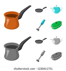 Vector design of kitchen and cook sign. Collection of kitchen and appliance vector icon for stock.