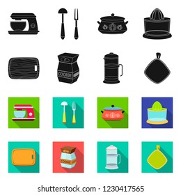 Vector design of kitchen and cook sign. Collection of kitchen and appliance stock vector illustration.