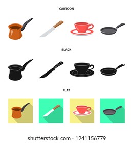 Vector design of kitchen and cook sign. Set of kitchen and appliance stock symbol for web.