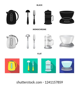 Vector design of kitchen and cook sign. Collection of kitchen and appliance stock vector illustration.