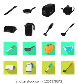 Vector design of kitchen and cook sign. Collection of kitchen and appliance vector icon for stock.