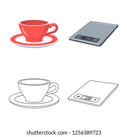 Vector design of kitchen and cook sign. Set of kitchen and appliance vector icon for stock.