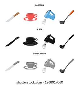 Vector design of kitchen and cook sign. Collection of kitchen and appliance stock symbol for web.