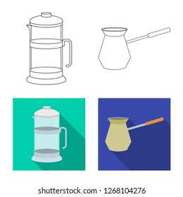 Vector design of kitchen and cook sign. Set of kitchen and appliance stock symbol for web.