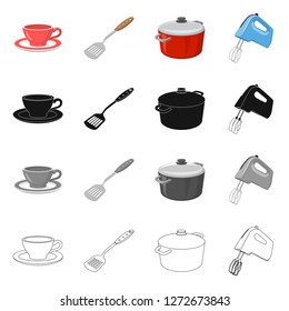 Vector design of kitchen and cook sign. Collection of kitchen and appliance vector icon for stock.