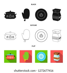 Vector design of kitchen and cook sign. Collection of kitchen and appliance stock vector illustration.
