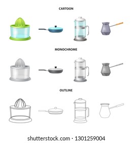 Vector design of kitchen and cook sign. Set of kitchen and appliance stock vector illustration. Vector design of kitchen and cook sign. Set of kitchen and appliance stock vector illustration.
