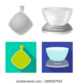 Vector design of kitchen and cook sign. Collection of kitchen and appliance vector icon for stock.
