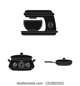 Vector design of kitchen and cook sign. Collection of kitchen and appliance stock vector illustration.