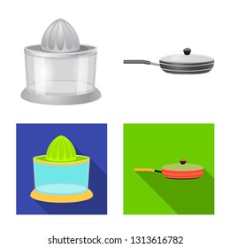 Vector design of kitchen and cook sign. Set of kitchen and appliance stock vector illustration.