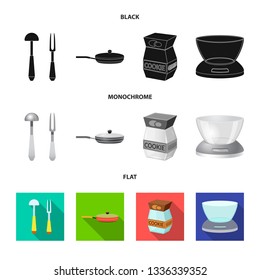 Vector design of kitchen and cook sign. Set of kitchen and appliance vector icon for stock.