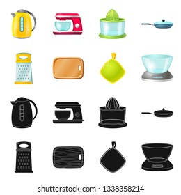 Vector design of kitchen and cook sign. Collection of kitchen and appliance vector icon for stock.