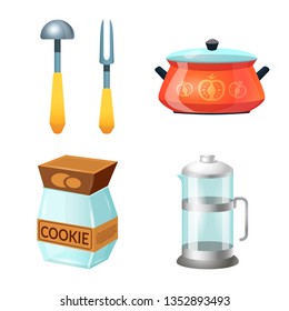 Vector design of kitchen and cook sign. Set of kitchen and appliance stock vector illustration.