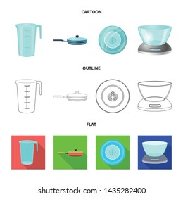 Vector design of kitchen and cook sign. Set of kitchen and appliance stock vector illustration.