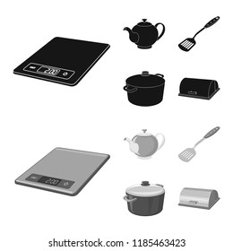 Vector design of kitchen and cook symbol. Collection of kitchen and appliance vector icon for stock.