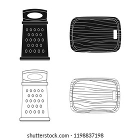 Vector design of kitchen and cook symbol. Collection of kitchen and appliance stock symbol for web.