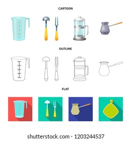 Vector design of kitchen and cook symbol. Set of kitchen and appliance stock vector illustration.