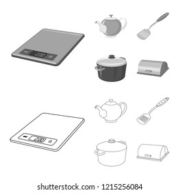 Vector design of kitchen and cook symbol. Set of kitchen and appliance vector icon for stock.
