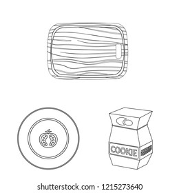 Vector design of kitchen and cook symbol. Collection of kitchen and appliance stock symbol for web.
