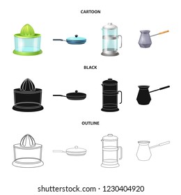 Vector design of kitchen and cook symbol. Collection of kitchen and appliance vector icon for stock.