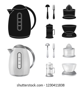 Vector design of kitchen and cook symbol. Collection of kitchen and appliance stock vector illustration.